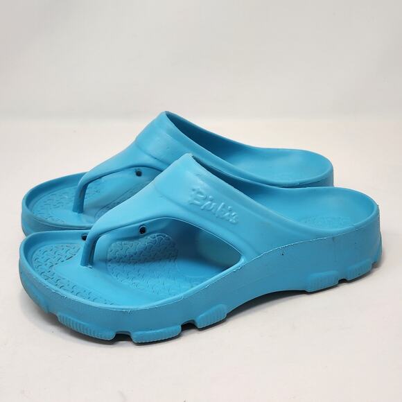 Birkis Caribbean Blue Plastic Thong Sandals Size 36 US 5 Slip On Outdoor Shoes - Picture 4 of 9